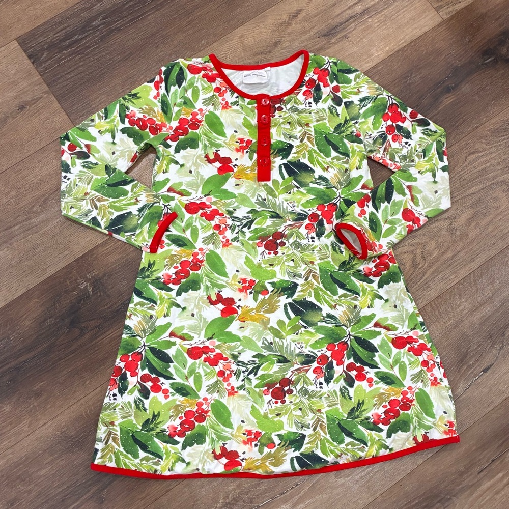 Little Magnolia Christmas Berries Dress Long Sleeves Holiday Outfit 10 Girl